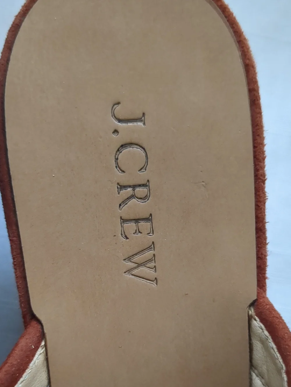 J. Crew Rust Suede Crisscross Slingback Sandals, Size 8